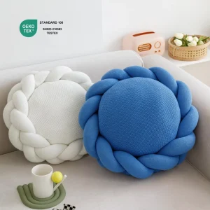 Home Decor Soft Bed Round Floral Handmade Solid Knit Portable Eco-friendly Removable & Washable Customizable Throw Pillow