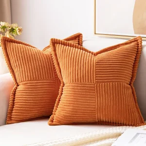 Home Decor Soild Soft Textured Striped Spliced Throw Pillows Boho Geometric Farmhouse Corduroy Cushion Covers