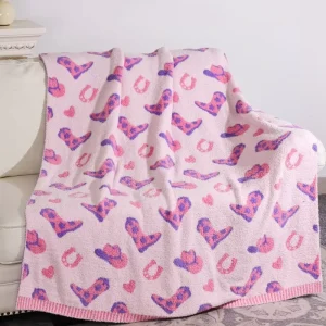 Home Decoration 40*60 Rectangular Anti Pilling Polyester 100% Luxury Soft Knitted Throw Blanket