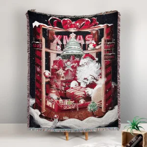 Home Decoration Christmas Holiday Solid Jacquard Woven Sofa Throw Blanket Quick Customization Four Seasons Use