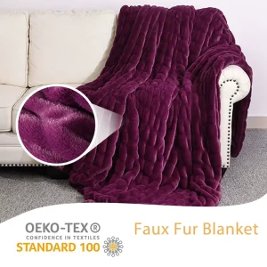 Home Decoration Full Size Throw Blanket Eco Friendly Soft Faux Fur Throw Blanket for All Season
