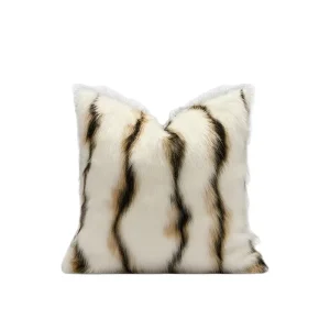 Home Decorative Cushion Cover 50*50 Cm Faux Fur Throw Pillow Cover Striped Embellished Pillow Cases Scatter Pillows