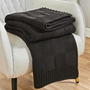 Home Decorative Sofa Bed Plaid Jacquard Style Knitted Acrylic Knit Throw Blanket