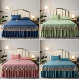 Home Embroidery Lace Cotton Bed Spreads Bedding Bedspread Bed Skirt for Home and Hotels Quilts for Bedding