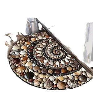 Home Entrance Door Mat American Style Modern Semi Round Crystal Velvet Thin Tile Washable Floor Mat