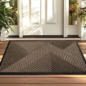 Home Entrance Doormat Non slip Embossed for Hallway and Foyer Modern Entryway Rug Washed