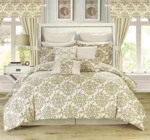Home Fashion Factory Reversible Comforter Set With Cushion and Curtain Set