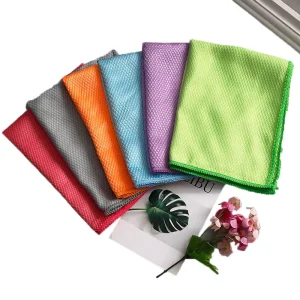 Home Fishscale Lint Free 40X40cm Microfiber Diamond Weave Cleaning Cloth Microfiber Cleaning Cloth Towel for Car Kitchen Glass