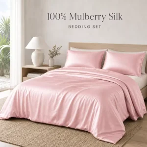 Home Hotel Bed Quilt Cover Bed Sheet Sets Multicolor 100% Mulberry Silk Fitted Sheet Bedding Duvet Sets