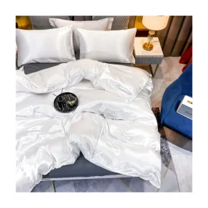 Home King Size 3 Piece Ultra Soft and Breathable Silk Like Bedding Sets Satin Duvet Cover Set with Zipper satin bedding set