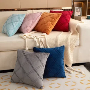 Home Luxury Velvet Solid Square Throw Pillow Cover Geometric Modern for Living Room Sofa Decoration Hotel Factory
