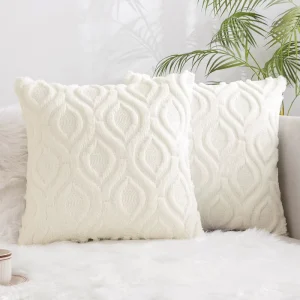 Home Sofa Living Room Decor Faux Fur Pillow Covers Pillow Case Embroidered Fur Cushion Cover