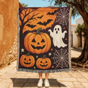 Home Spun Home Collection Premium Handmade Woven Lightweight Blankets Crochet Orange Custom Chunky Big Knitted Blanket