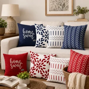Home Sweet Home Cushion Cover Soft Polyester Farmhouse Geometric Lettering Throw Pillow Case Accent Shell for Couch