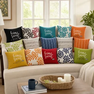 Home Sweet Home Decorative Throw Pillowcase Soft Polyester Geometric Boho Cushion Cover Accent Shell for Living Room