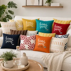 Home Sweet Home Throw Pillowcase Soft Polyester Farmhouse Geometric Decorative Cushion Cover Accent Shell for Sofa
