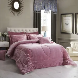 Home Textile 100 Polyester Embossed Flannel Sherpa Comforter Hotel Winter Quilt Size Queen Comforter Set