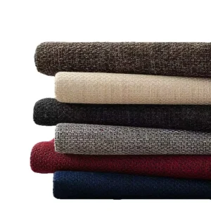 Home Textile 100% Polyester Linen Style Sofa Upholstery Fabric Woven Design Dyed Plain Pattern Shrink Resistant Tear Resistant
