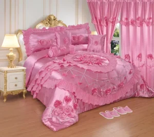 Home Textile Bedding Products Super Soft Wedding Lace Bed Cover Quilted Wedding Bedding Set
