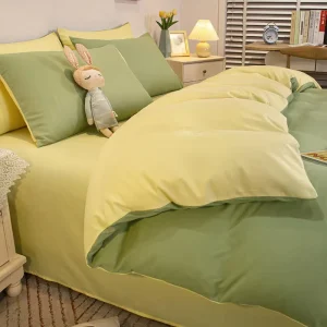 Home Textile Luxury Bedding Sheet Sets Customized Solid Color Water Washed Sanding Sheet & Pillowcase Sets