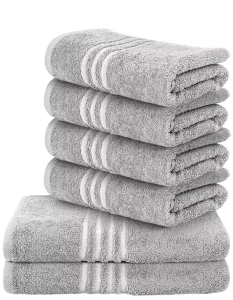 Home Textile Towel Set 4 Hand Towels 50x90cm 2 Bath Towels 70x140cm Light Grey Egyptian Cotton 400-600 GSM Custom Colors