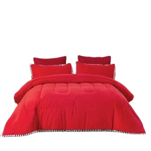 Home Textiles High Quality Furball Christmas Red white King Size Bed Comforter Set Luxury Bed Bedding