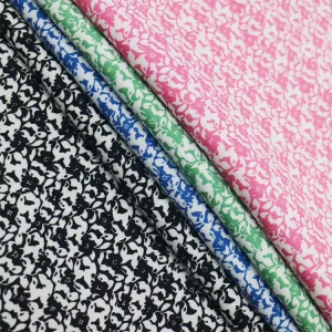 Home Textiles Woven Fabrics Colorful Dyeing White Flower Print 100% Polyester Fabric