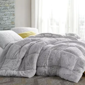 Home Use King Size Quilt 3pcs Grey Comfortable Warm Comforter Set