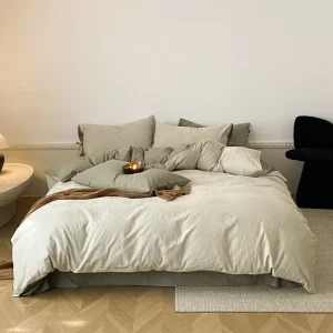 Homestay Factory 100% Cotton Brushed Jacquard Bedding Set Minimalist Bow Tie Cozy Bedding for Home Hotel