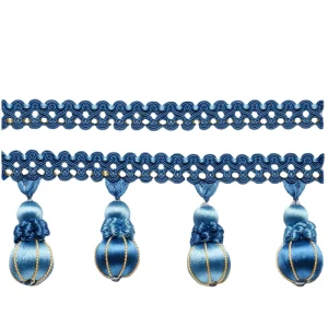 Hometextile Accessories Edge Trim With Beaded Fringe and Tassel Balls for Curtain Sofa