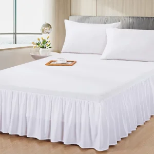 Honeymoon Home Textile Custom Elastic Adjustable White Solid 100% Polyester Bedding Set Bedsheet Bed Skirt
