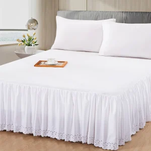 Honeymoon Home Textiles Bed Skirt White Embroidery Lace Sheets Bedspread Bedding Skirt for Hotel