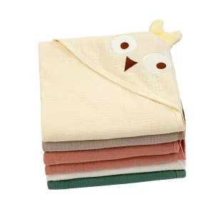 Hooded Cotton Cartoon Bath Towel Breathable Swaddle Warmth Muslin Large Baby Home Use Skin Friendly Baby Shower Gift