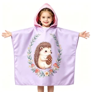 Hooded Poncho Kids Custom Logo Eco-Friendly Quick Dry Luxury Microfiber Hooded Beach Towel Surfing Sport Cape