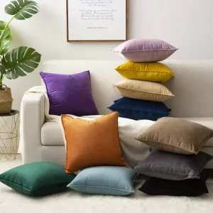 Hoshom Custom Made Square Velvet Fabric Luxury Sofa Cushion Pillow Covers Digital Printed Home Decorative Throw Pillow