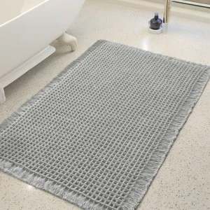 Hot Melt Adhesive Back Polyester Waffle Absorbent Non-Slip Bathroom Floor Door Mat