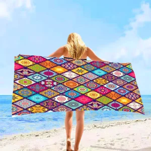 Hot Sell Polyester Suede Microfiber Eco Friendly Everyday Use Large Beach Towels Quick Dry Transfer Printing Sand Free