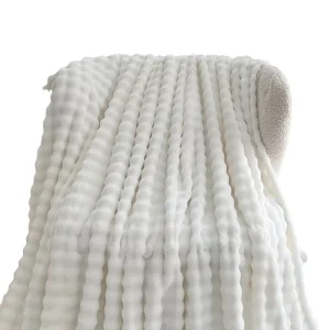 Hot Selling 100% Polyester Polar Fleece Throw Blanket Modern Extra Warm Wearable Cozy Bubble Rabbit Faux Fur Machine Washable