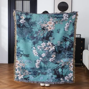 Hot Selling Customization Cotton Jacquard Woven Blanket New Fashion Soft Bed Decorative Tapestry Blanket