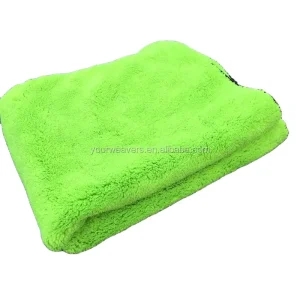 Hot Selling Green Extra 50X80cm 1200GSM Thick Plush Auto Detailing Cleaning Cloth Large Microfiber Car Wash Towel