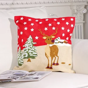 Hot Selling Holiday Gift Decoration Home Removable and Washable 100% Cotton Christmas Accent Pillow
