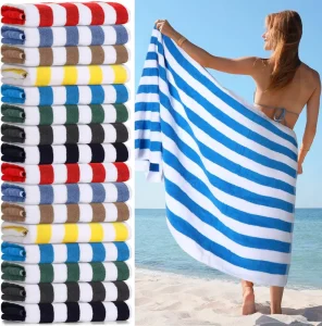 Hot Selling Hotel 100% Cotton Yellow and White Stripe Swimming Towel Soft Water Absorption Home Bath Towel Beach Towel