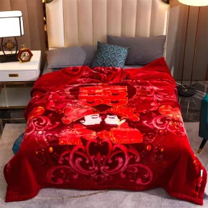Hot Selling Winter Thicken Plush Weighted Blanket Double Bed Warm Heavy Fluffy Soft Flowers Extra Large Raschel Blankets