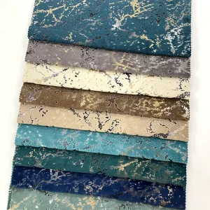 Hot Stamping Foil Print Bronzing Velvet Upholstery Fabric Custom Pattern Printed Fabric Design for Sofas and Furniture