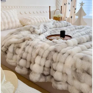 Hot selling Cozy Warm Weighted Blanket for Bed Couch Sofa Winter Rabbit Fur Blanket 0.5 2kg Customizable