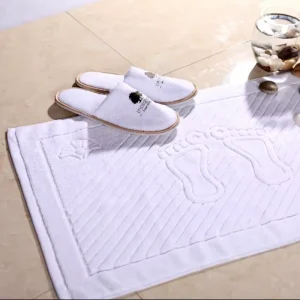 Hotel 100% Cotton Thickened White Bath Mat Lint Free Soft Super Absorbent Floor Mat for B&B & Bathroom