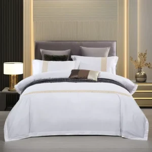 Hotel 100% Polyester Modern Knitted Bedding Set King Queen Double Single Size 4 Pieces Bed Sheet Set