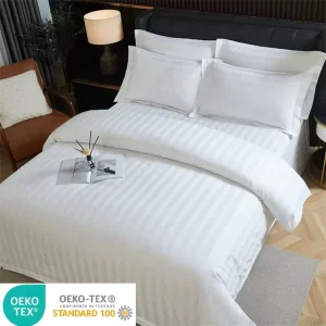 Hotel 1&3cm Striped 100% Cotton Bed Linen Sets 60S 240 Thread Count Fitted Sheet Flat Sheet Bedding Set