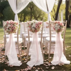 Hotel Banquet Wedding Chair Chiffon Sashes Outdoor Beach Pageants Bridal Party Chair Drape Sashes for Elegant Wedding Decoration