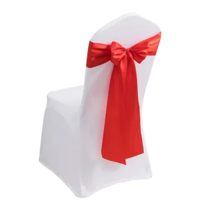 Hotel Banquet Wedding Decoration Supplies Hot Cut Lace Ribbon Decorative Chair Back Flower Elastic Chair Cover Bow
